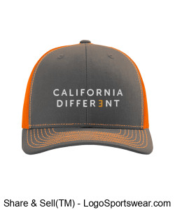 California Different Trucker Hat - Orange/Gray Design Zoom
